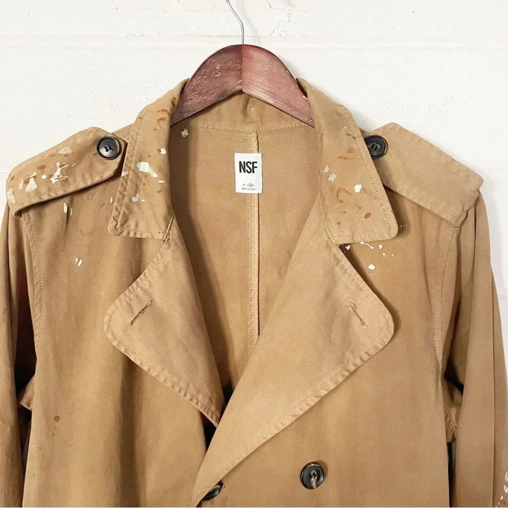 NSF Dorian Cotton Trench Coat in Antique Bronze Gold Foil Size Medium - Picture 8 of 16